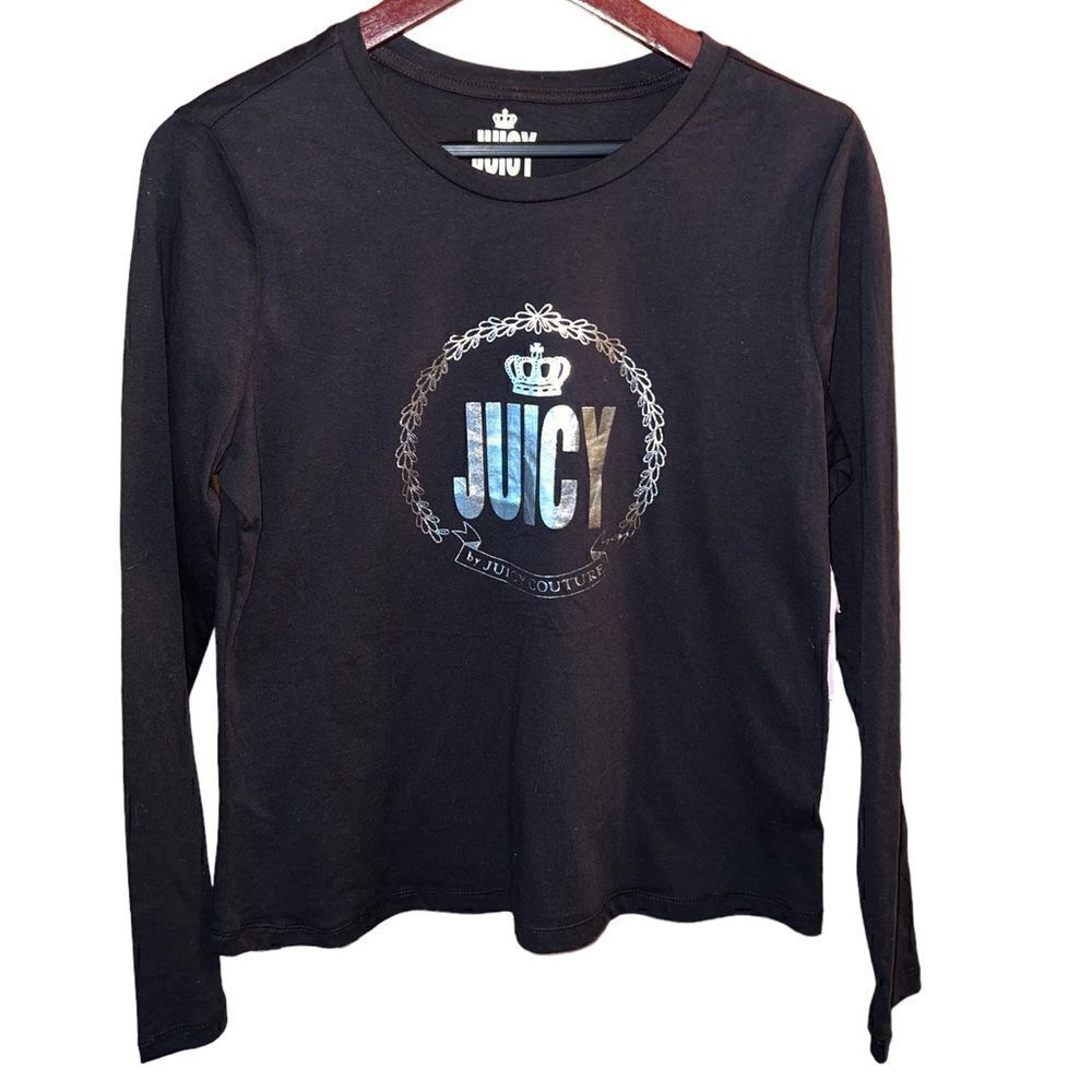 Juicy Couture long sleeved black crew neck t-shirt NWT junior large‎